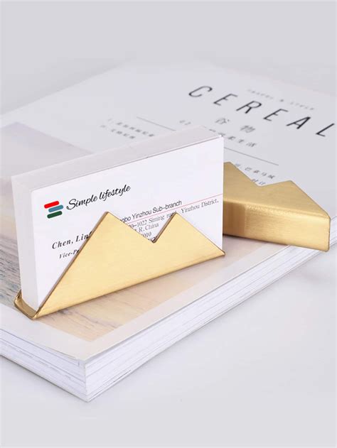 gold business card holder for desk